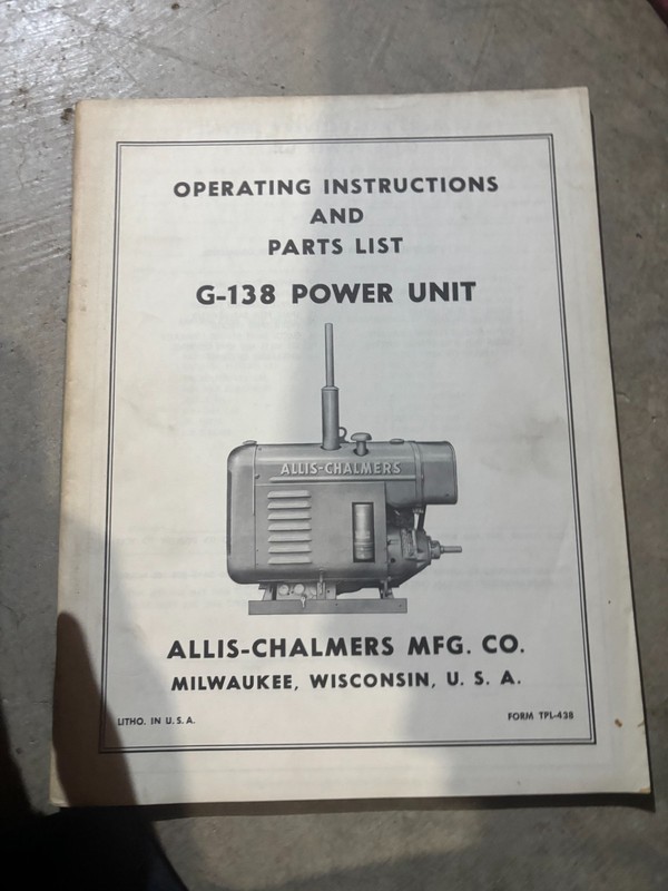Allis Chalmers G-138 Power Unit Operator’s Manual MWPA26