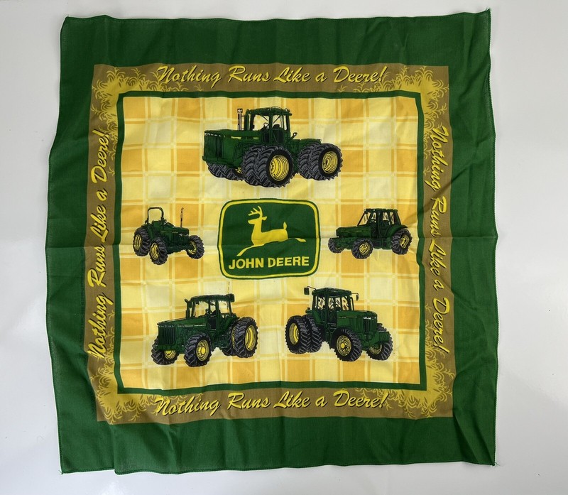 Vintage John Deere Bandana Nothing Runs Like A Deere Tractor Kitschy Gift Fabric