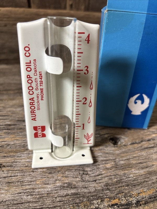 Cenex Aurora CO-OP Oil Stickney South Dakota Metal Rain Gauge Advertising NIB gallery
