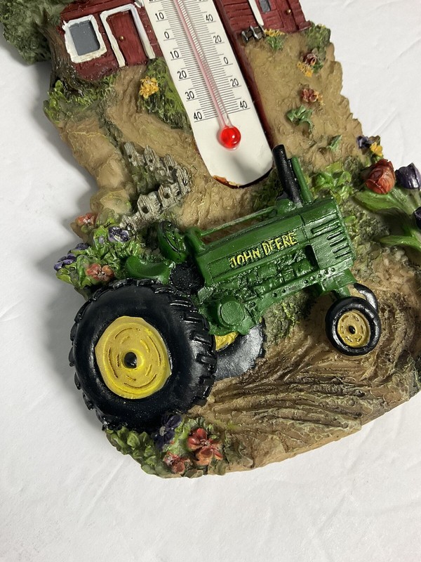 JOHN DEERE Tractor Farm Scene Wall Thermometer Licensed Barn Windmill ManCave gallery
