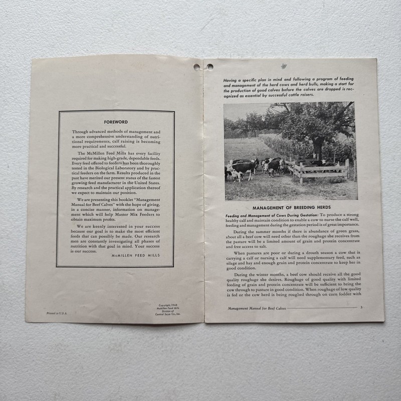 Vintage 1948 McMillen Feed Mills Management Manual For Beef Calves Booklet gallery