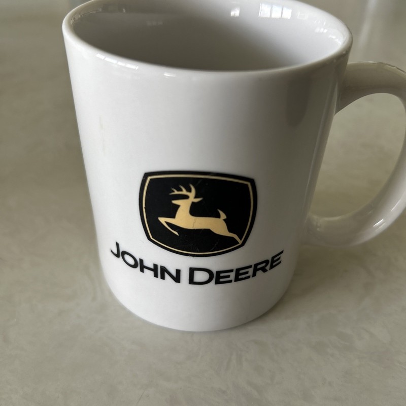 John Deere Coffee Mug 12 oz. Rare Black Logo Dishwasher Safe Vintage Collectible