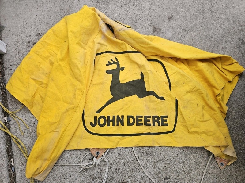 Vintage John Deere Canvas Tractor Umbrella Two Legged Deere Logo
