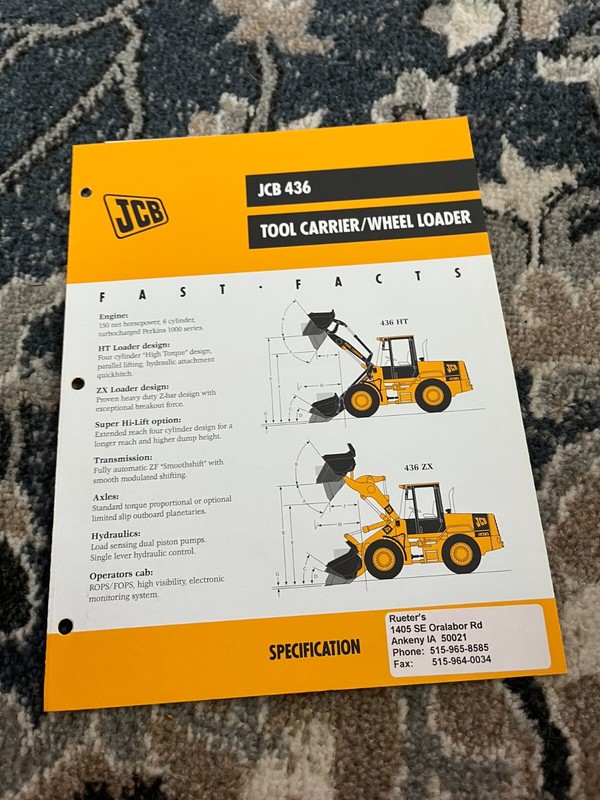 JCB 436 Tool Carrier Wheel Loader Brochure FCCA