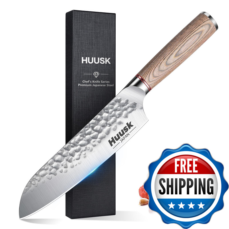 Huusk Japanese Chef Knife For Home Kitchen – 7 Stainless Santoku Knife Ultra