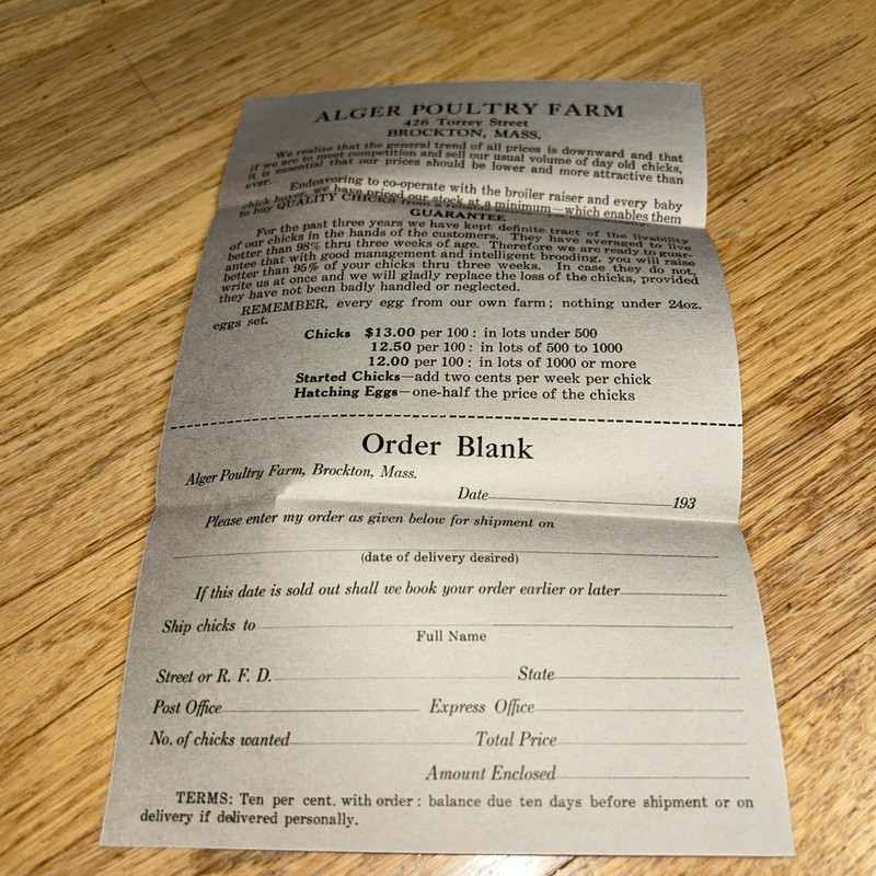 1930s ALGER POULTRY FARM Brochure S.C.RHODE ISLAND REDS, Brockton Mass gallery