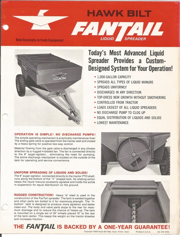 Original OE Hawk Bilt 1500V 300C Fantail Liquid Spreader Sales Brochure SS318W10