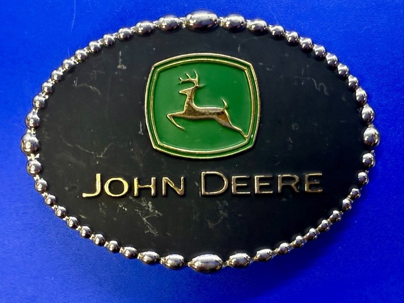 John Deere Trademark Classic Leaping Deer Logo Black Enamel Promo Belt Buckle gallery