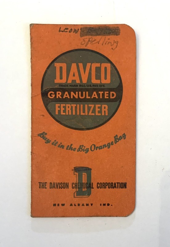 1950s DAVCO Granulated Fertilizer Davidson Chemical Notebook Calendar 1954 IN