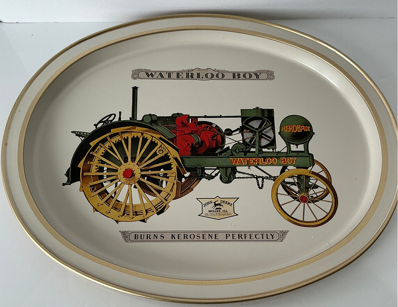 John Deere Waterloo Boy Metal Serving Tray Vintage Tractor Advertising Oval