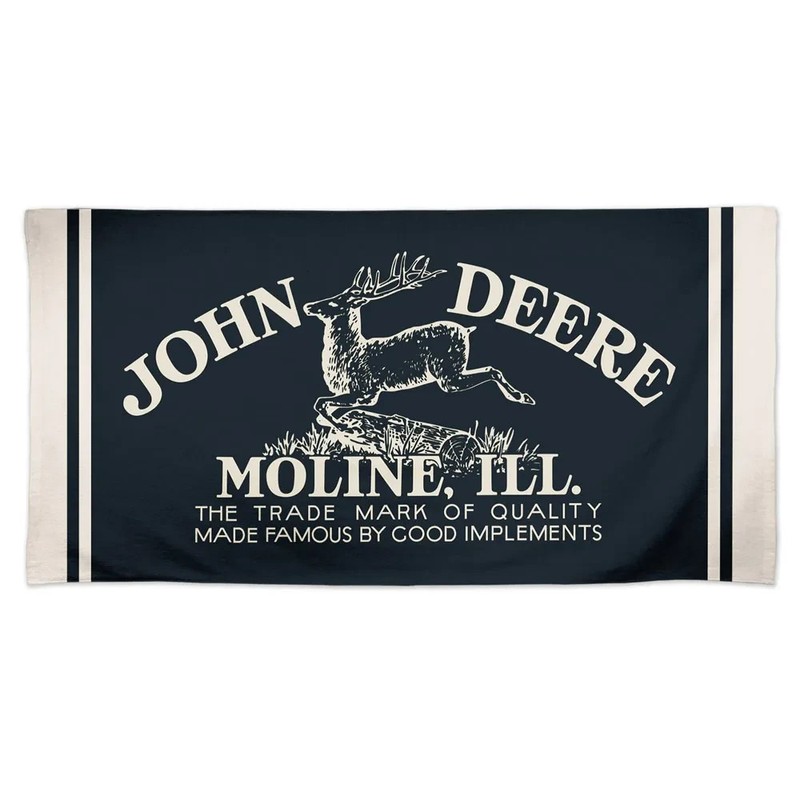 JOHN DEERE MOLINE,ILL BLACK SPECTRA BEACH TOWEL 30″ X 60″ NEW WINCRAFT 🚜