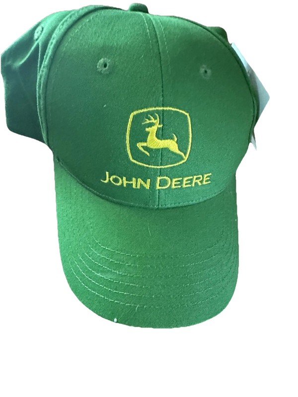 John Deere Green Cap Yellow Writing Hook And Loop Adjustable New With Tag