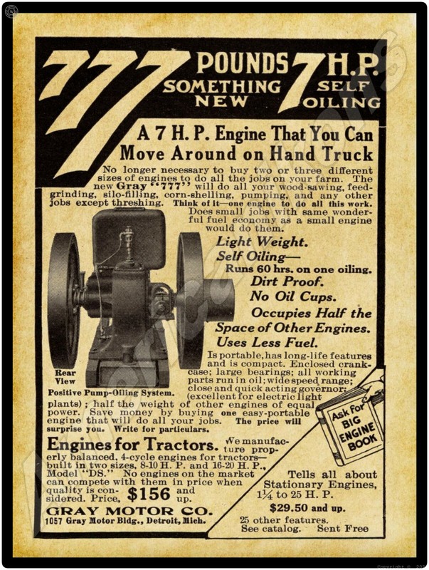 1915 Gray Motor, Gas Engines of Detroit, Michigan NEW Metal Sign – Large Size