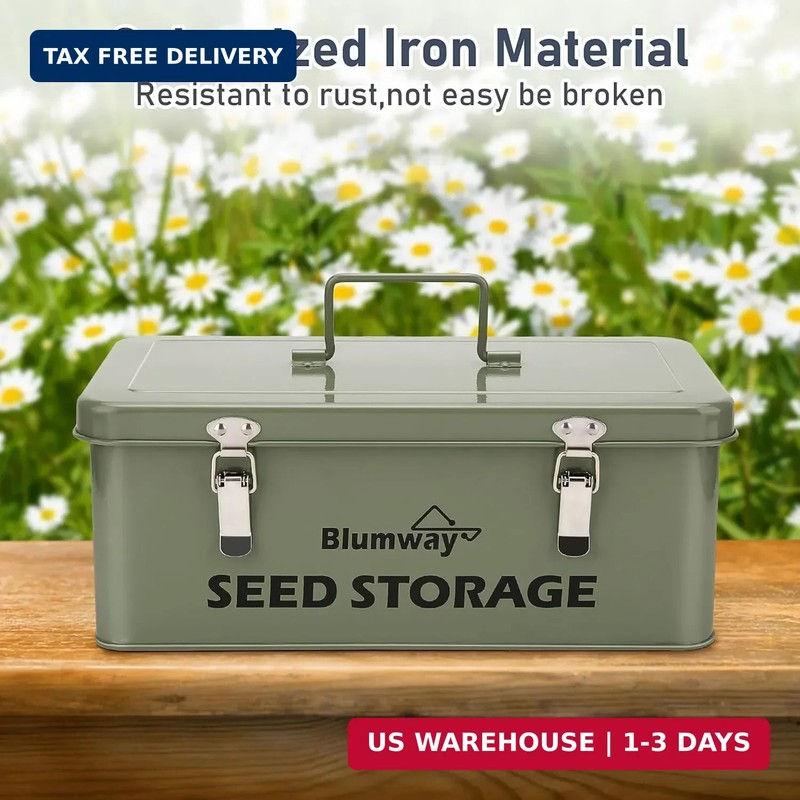 BlumWay Seed Storage Organizer, Metal Seed Saving Box with Lid, Seed Storage Con gallery