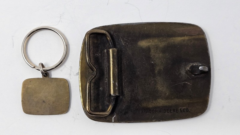 Vintage 1977 John Deere Tractor Belt Buckle and Key Chain gallery