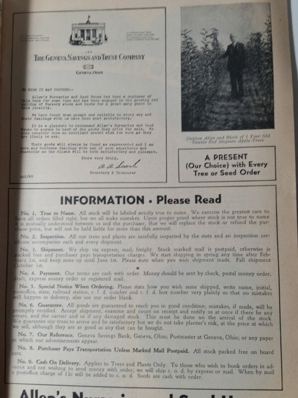 1939 Allen's Nurseries and Seed House Catalog Geneva OH Ohio Hale-Haven Peach gallery