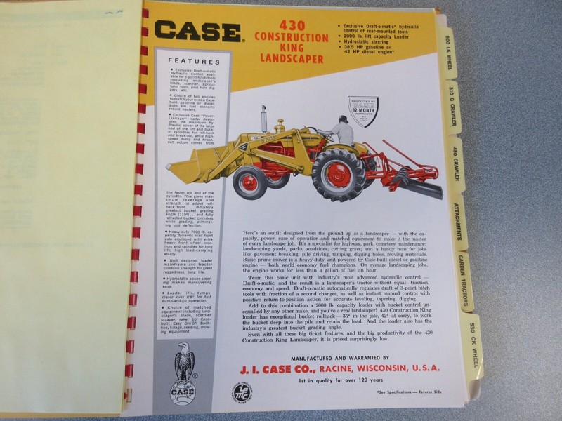 Case 430 Construction King Landscaper Sales Sheet from Dealer Catalog 2 Page