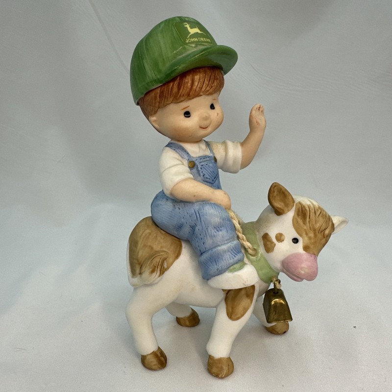 1999 Deere & Company Licensed 5" Figures Boy On Cow John Deere Bell Rings gallery