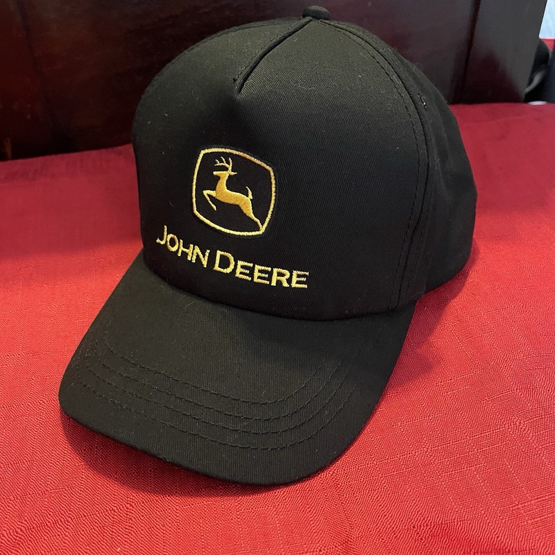 John Deere Cap Hat Black Yellow One Size Adjustable Cotton Baseball