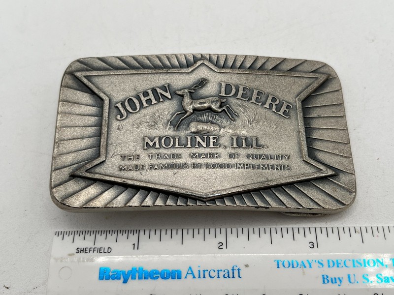 Vintage 1984 John Deere 1936 Historical Trademark Leaping Deer Logo Belt Buckle