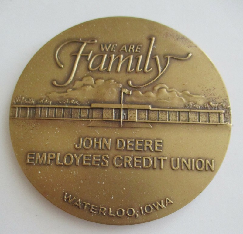 John Deere medallion Employees Credit Union, Waterloo, Iowa. 1983, Bronze