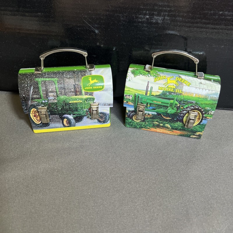 Lot of 2 John Deere Mini Tin Lunch Boxes - Green Tractors 2006 gallery