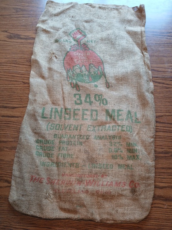 Rare Vintage Sherwin Williams Logo Linseed Oil Meal Burlap Farm Seed Bag 39 x 21 gallery