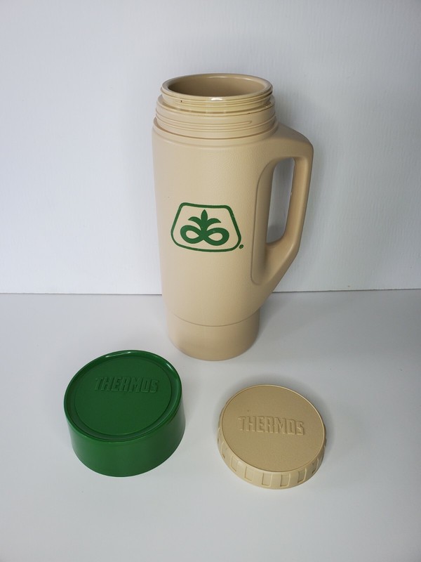 Vtg Pioneer Seeds Promo Thermos With Handle Tall Farming-Green Lid-Model# 4415