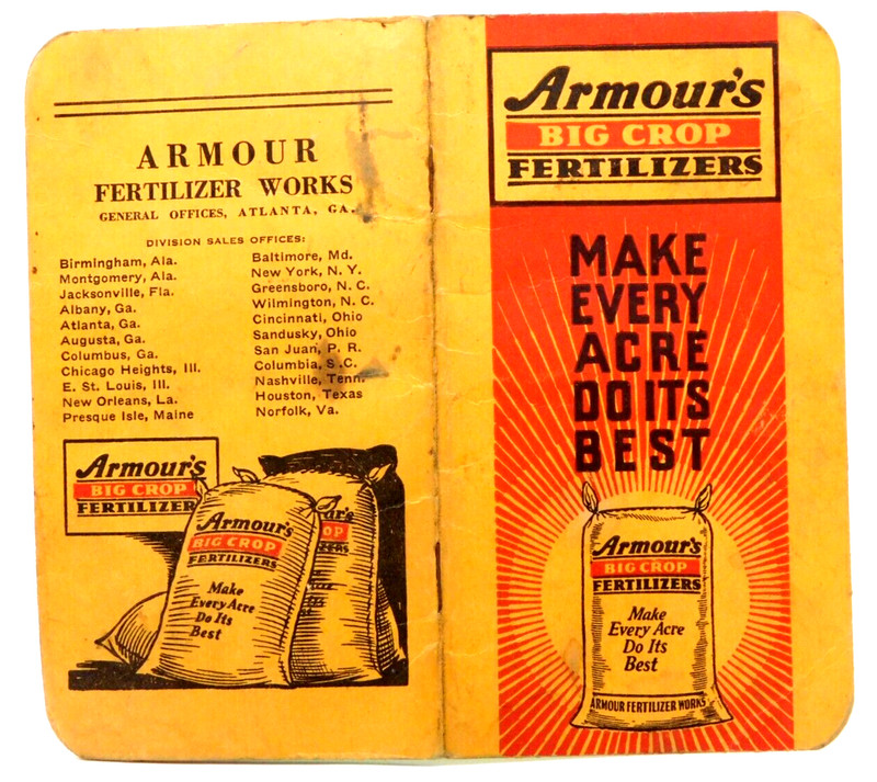 Armours Big Crop Fertilizers Notebook 1940 1941 Calendar Atlanta Farming