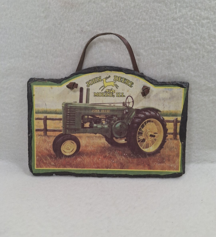 John Deere Moline IL Sign Slate Wall Plaque Evergreen Enterprises Faded READ*