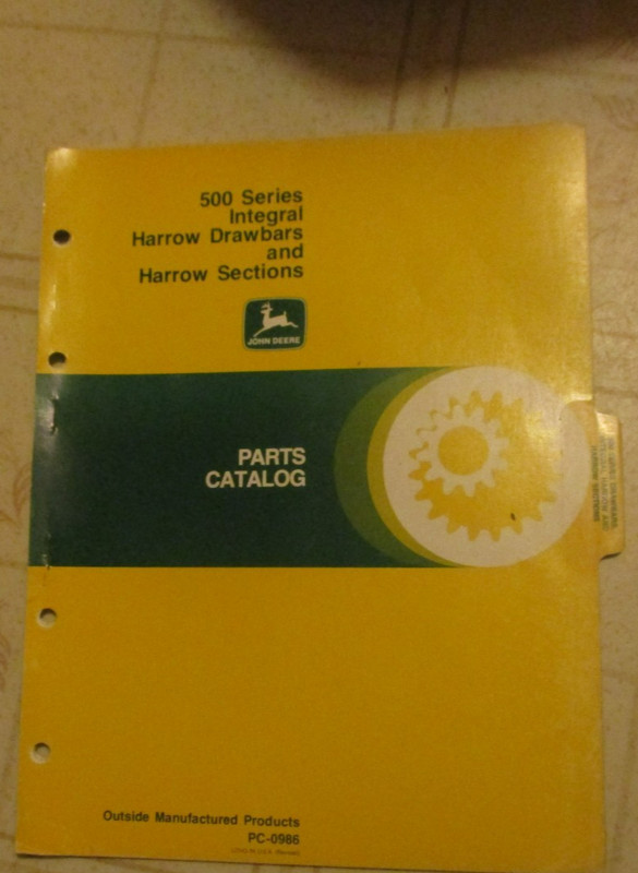 John Deere 501a 502a 503a 503b 504a 505b Drawbar Harrow parts catalog pc-986
