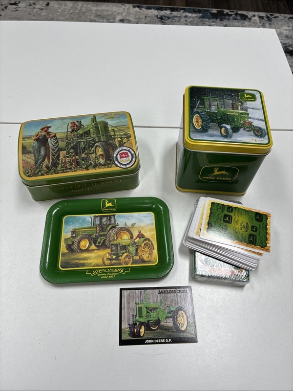 John Deere Farm Heritage Lot Tin Tray Cards Ageless Iron Americana Set Tractors