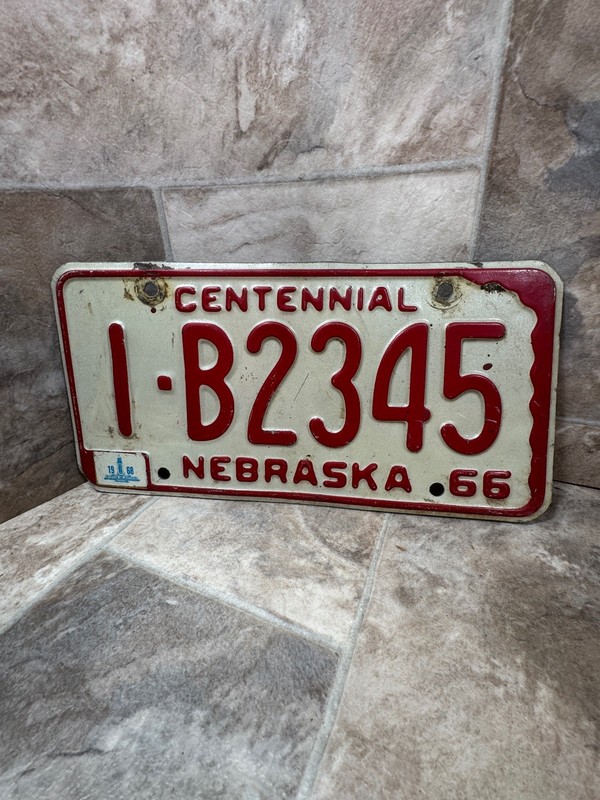 License Plate Nebraska,Centennial 1966,Collectible Wall Art