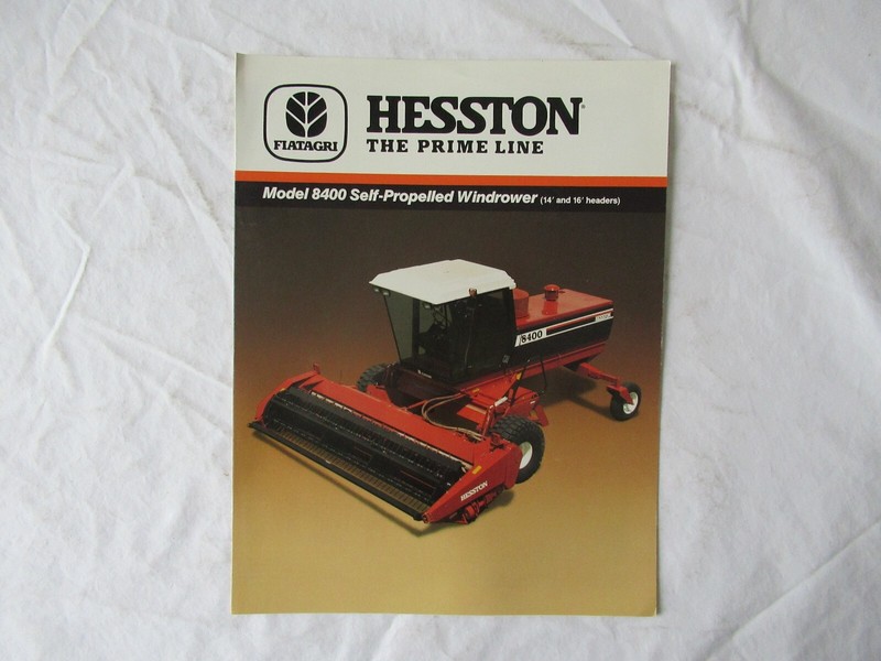 Hesston Fiat Model 8400 Self Propelled Windrower Tractor brochure