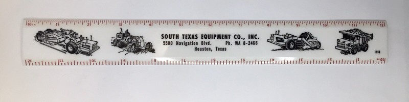 South Texas Equipment Company Advertising Ruler Houston TX Plastic