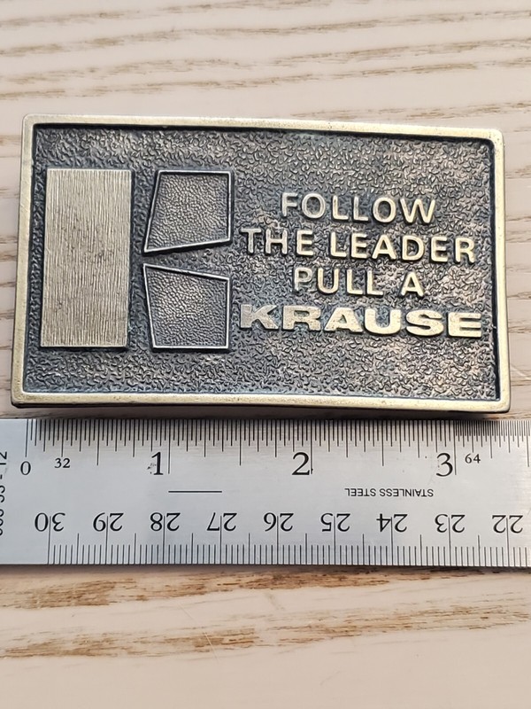 Krause Plow Corp Follow The Leader Pull A Krause Brass Belt Buckle Exclusive Edn gallery