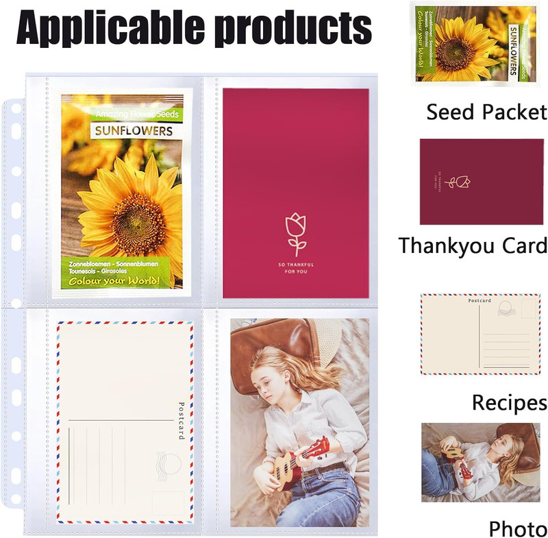 60 Pack 240 Pockets Seed Packet Sleeves, Garden Seed Storage Organizer Pages for gallery