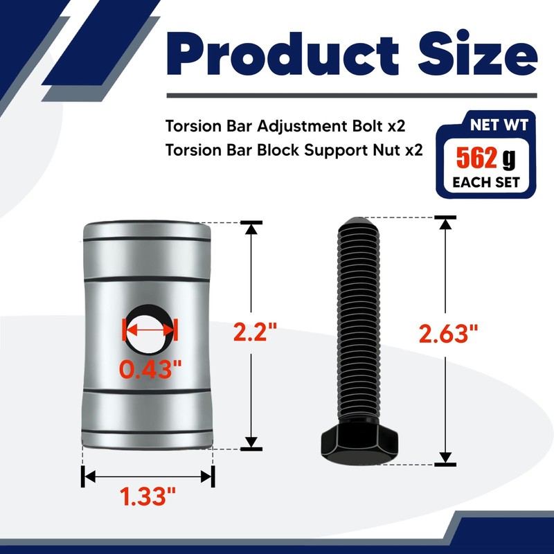 Torsion Bar Adjustment Bolt and Lock Nut Fit for Chevrolet Silverado Tahoe GM... gallery