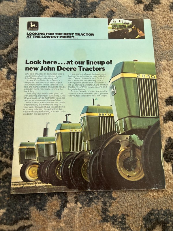 John Deere 2040 2240 2440 2640 2840 Tractor For 1979 Brochure DCPA26