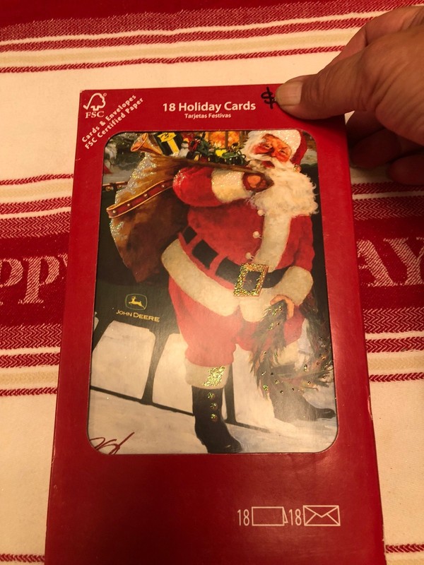 VTG NOS Sealed John Deere Santa Christmas 18 Card Santa W/Sack Of John Deere Toy