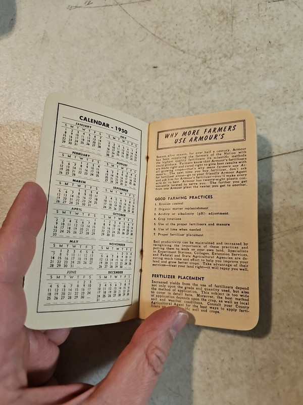 VTG 1950-51 Agriculture Armour's Big Crop Fertilizer's Calendar Notepad gallery