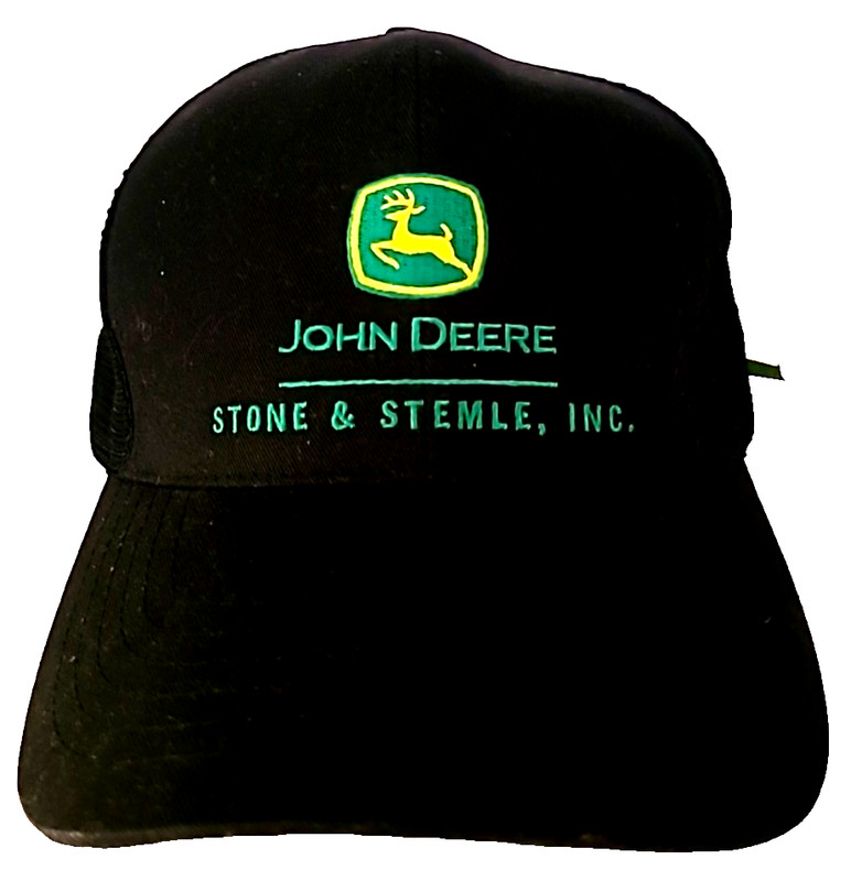 John Deere Hat Men’s Black Embroidered Logo Gold Trucker Mesh Cap Stone N Stemle