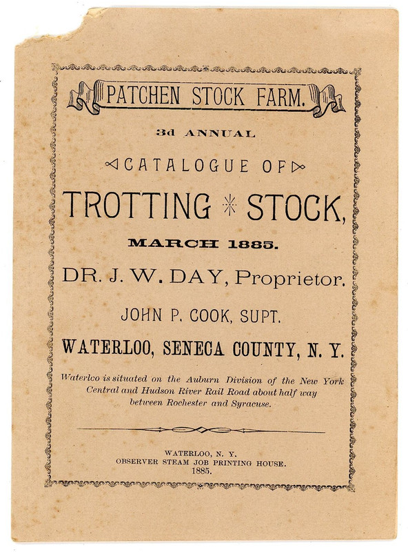 Patchen Stock Farm 3rd Ann 1885 Trotting Stock Catalog Dr Day Waterloo Seneca NY