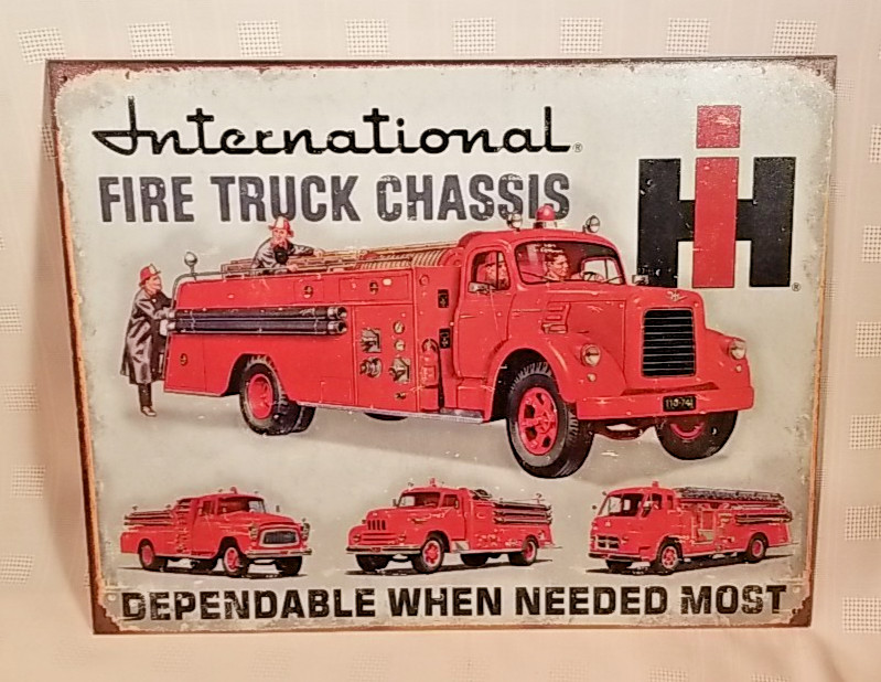 HI – International Harvester – Fire Truck Chassis Tin Metal Sign