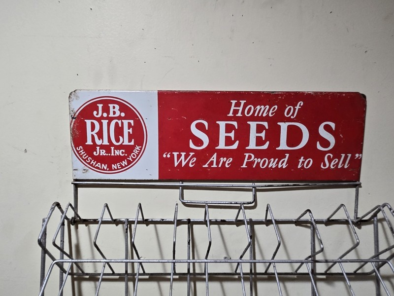 J.B. RICE SEEDS Sign - Store Display 1956 "Seeds We Are Proud To Sell" 37"x18.5"