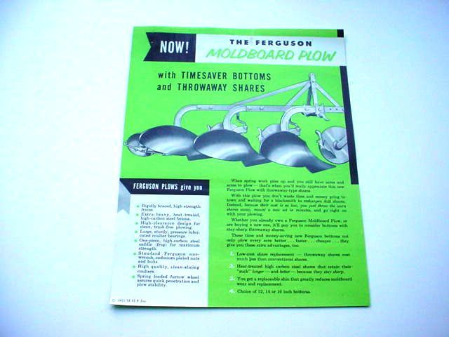Massey Harris Ferguson 3 Bottom Moldboard Plow Sheet