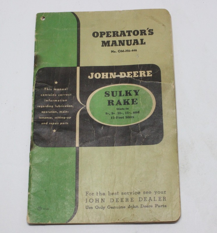 Vintage JOHN DEERE Sulky Rake Operators Manual Book 30’s 40’s Diagrams Parts