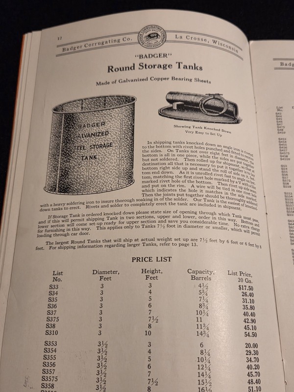 1935 Badger Corrugating Co. Steel Tanks & Troughs Catalog Threshing Wagon gallery
