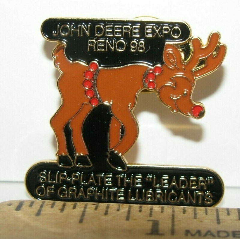 *John Deere Expo Reno 1998 Reindeer Deer Lapel Hat Pin jd Slip Plate Lubricants