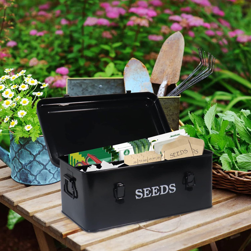 Seed Storage Box Metal Seed Container Seed Packet Storage Organizer, Seed Storag gallery